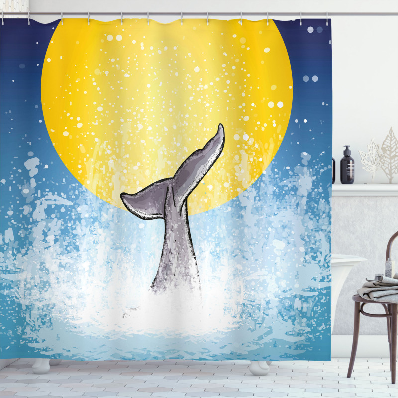 Fish Tail Ocean Full Moon Shower Curtain
