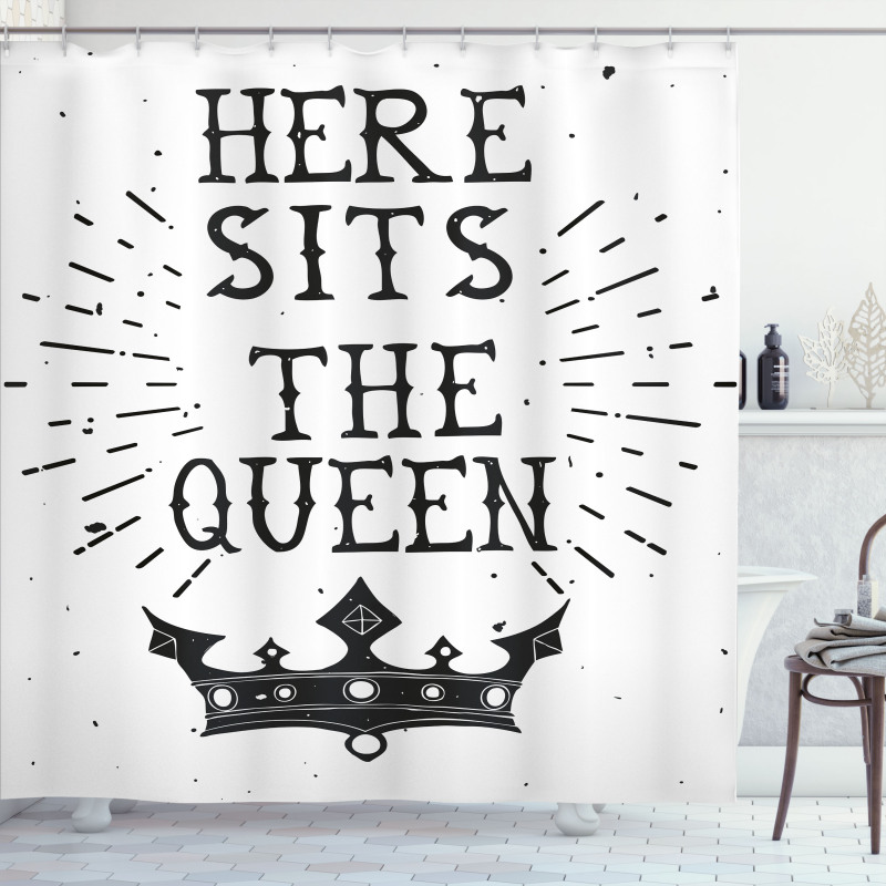 Vintage Words and Crown Shower Curtain