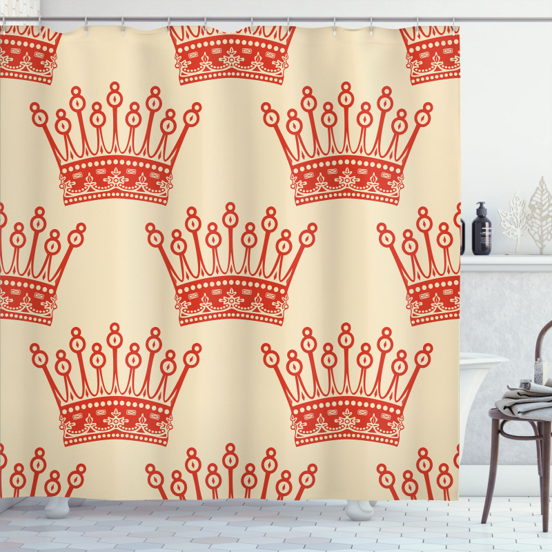 Vintage Red Crown Pattern Shower Curtain