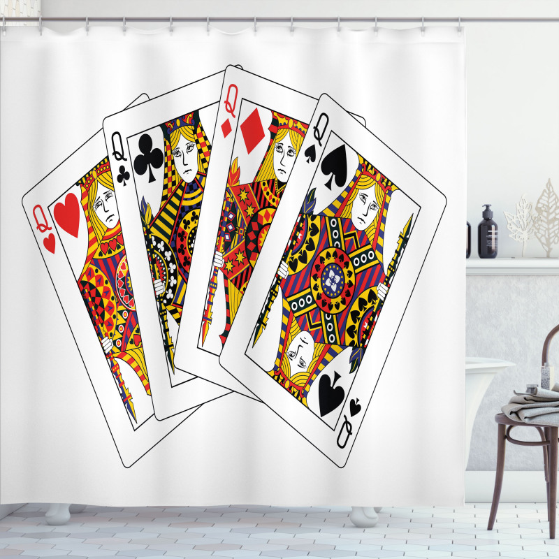 Queens Poker Play Cards Shower Curtain