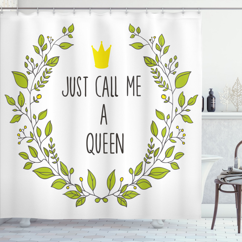 Green Wreath Words Crown Shower Curtain