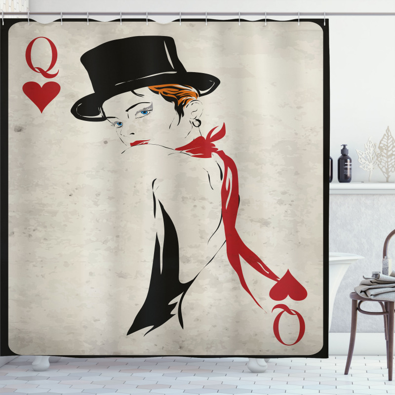 Retro Woman Card Ace Shower Curtain