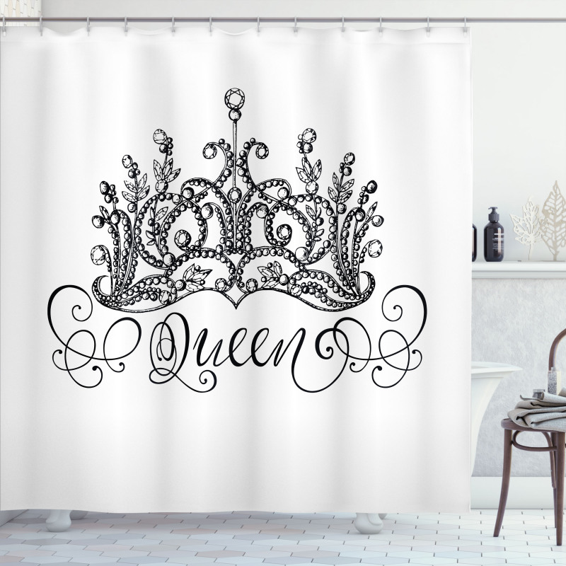 Crown Lettering Baroque Shower Curtain