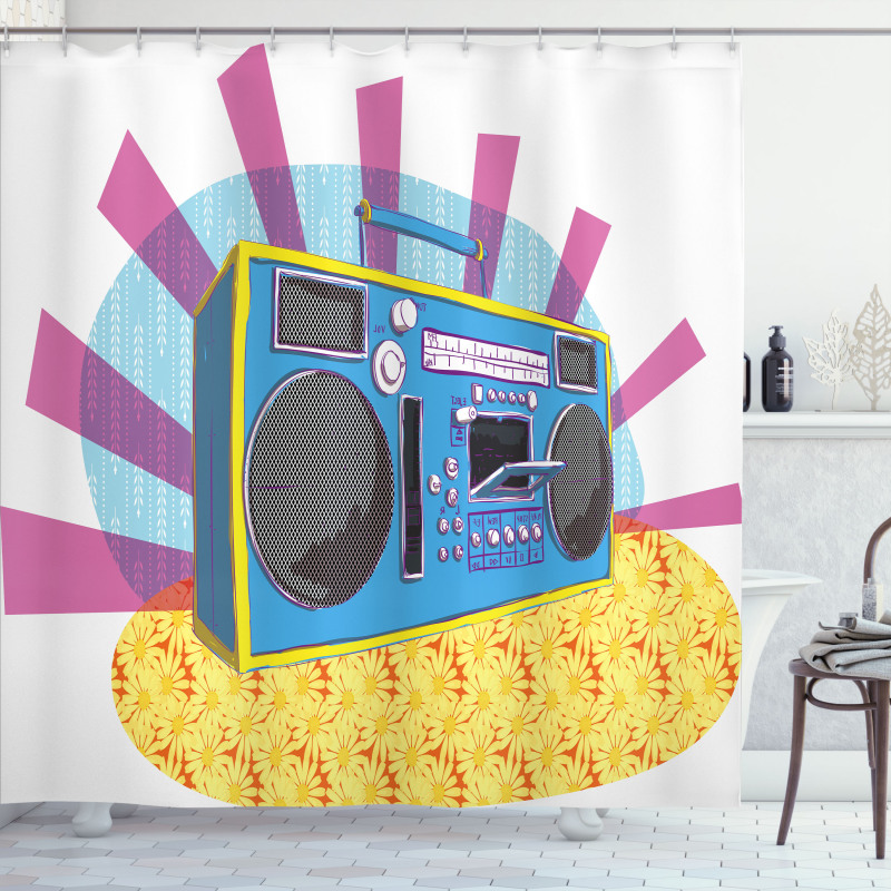 Boom Box Pop Art Dance Shower Curtain