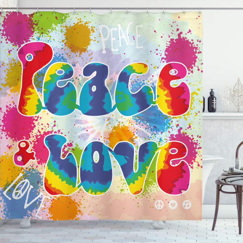 Peace and Love Funky Shower Curtain