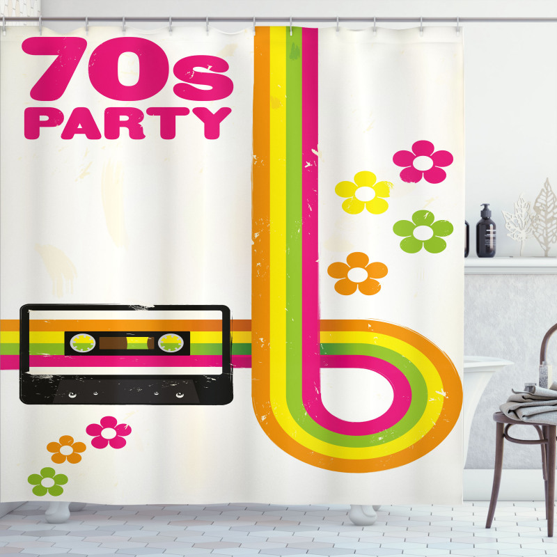 70s Party Casette Tape Shower Curtain