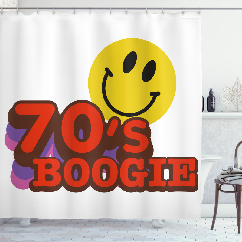 70s Boogie Funny Emoticon Shower Curtain