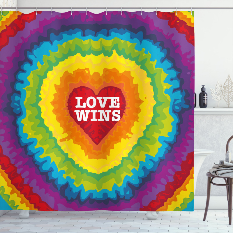 Love Wins Tie Dye Effect Shower Curtain