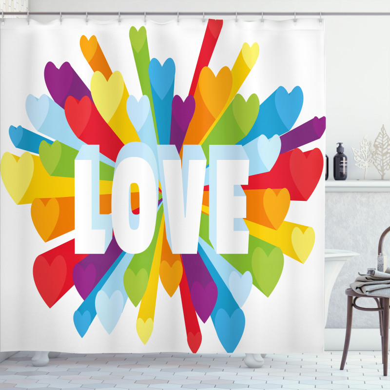 Love Burst Gay LGBT Shower Curtain