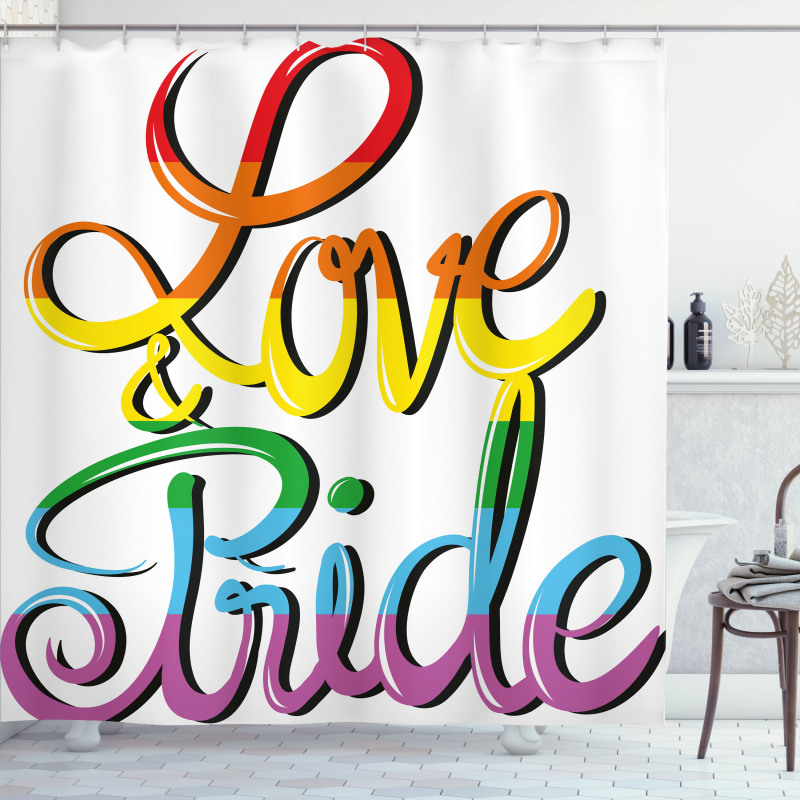 Love Text Rainbow Colors Shower Curtain