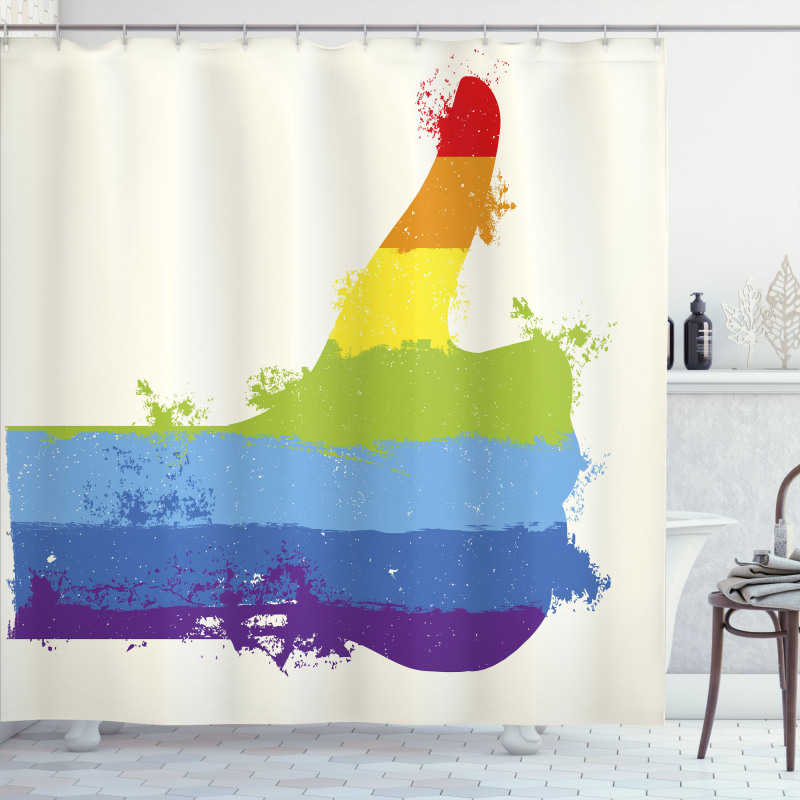 Grungy Thumbs up Art Shower Curtain