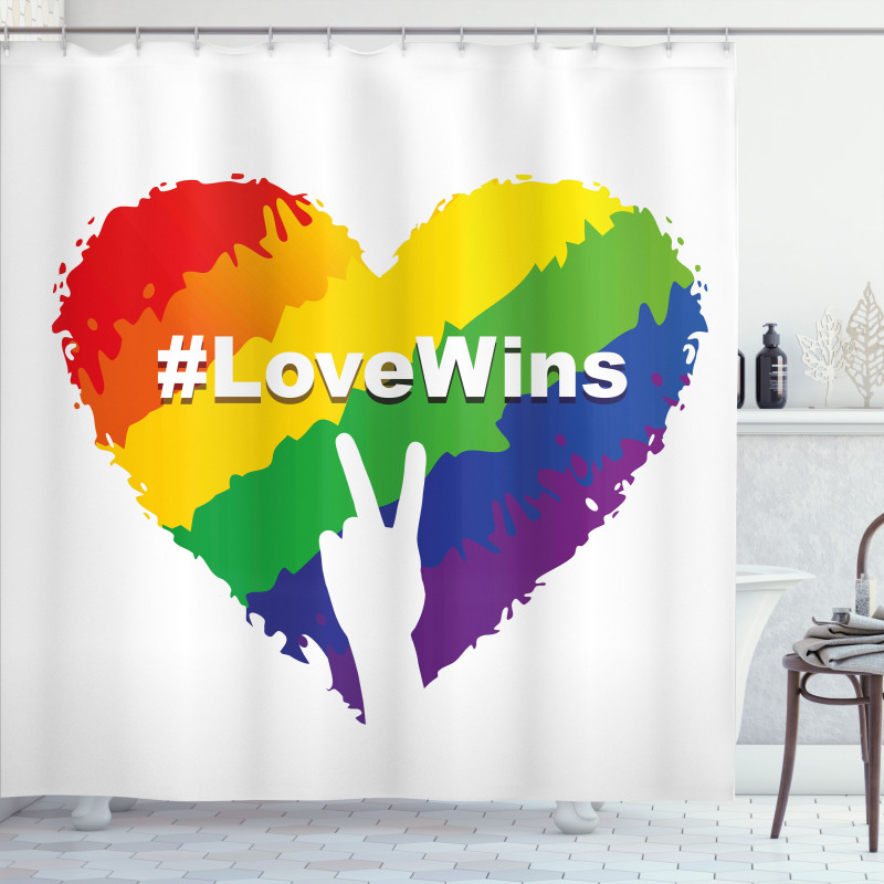 LGBT Colored Heart Shower Curtain