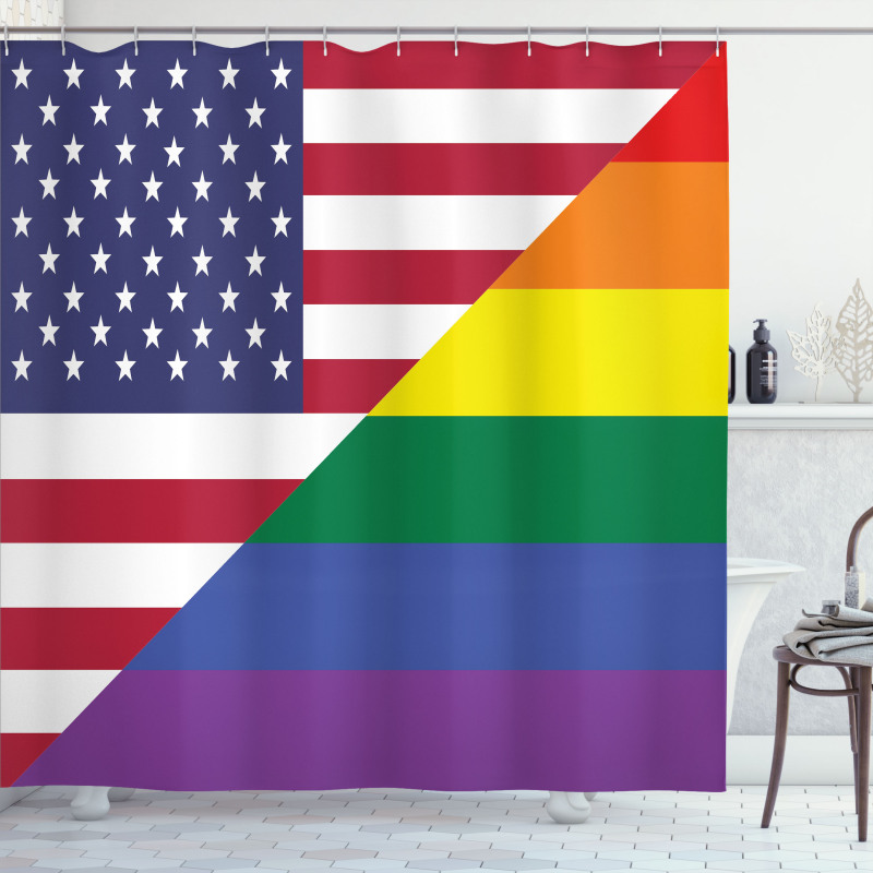 Flag USA Rainbow Colors Shower Curtain