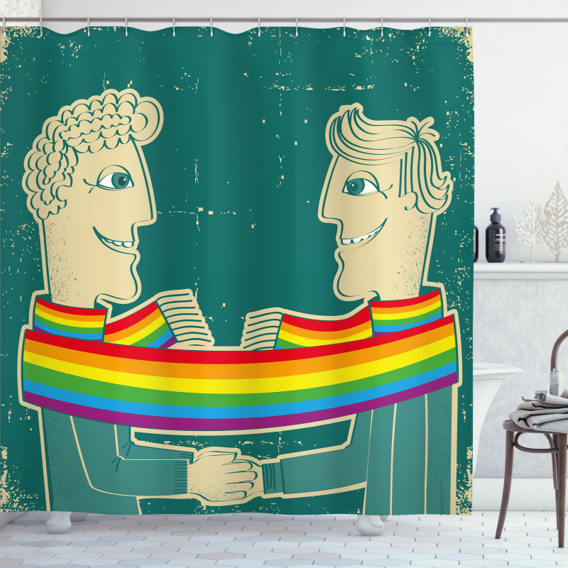 Gay Couple with Scarf Shower Curtain