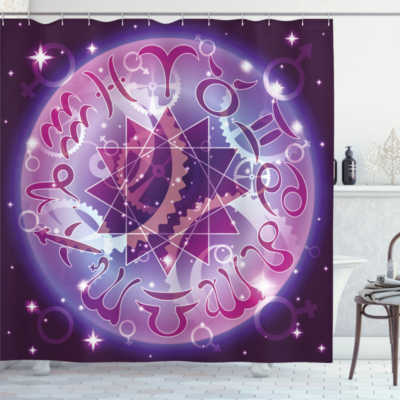 Zodiac Circle Space Shower Curtain