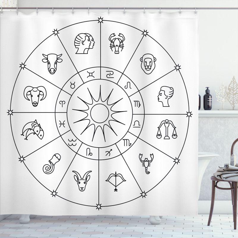 Sketchy Zodiac Circle Shower Curtain
