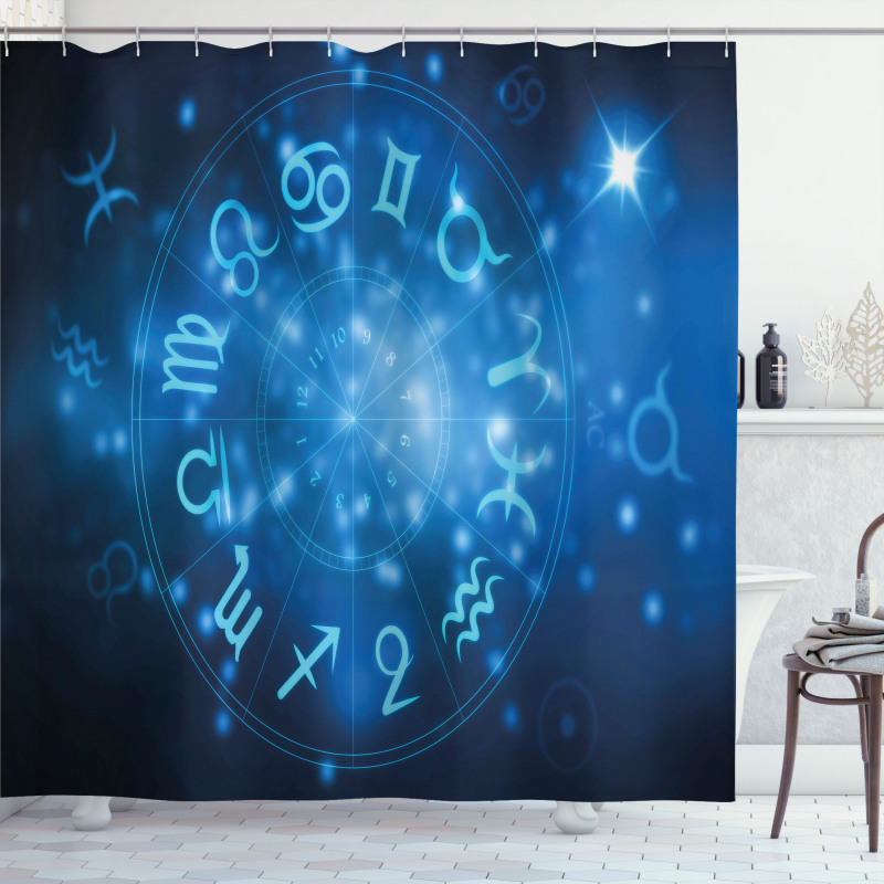 Horoscope Wheel Signs Shower Curtain
