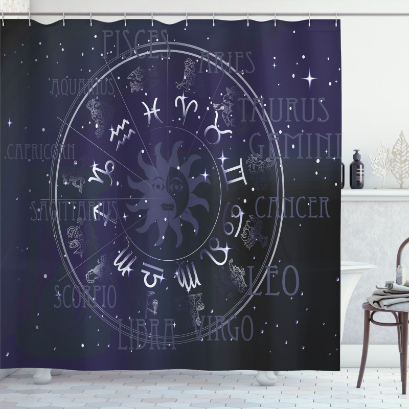 Zodiac Circle Wheel Shower Curtain