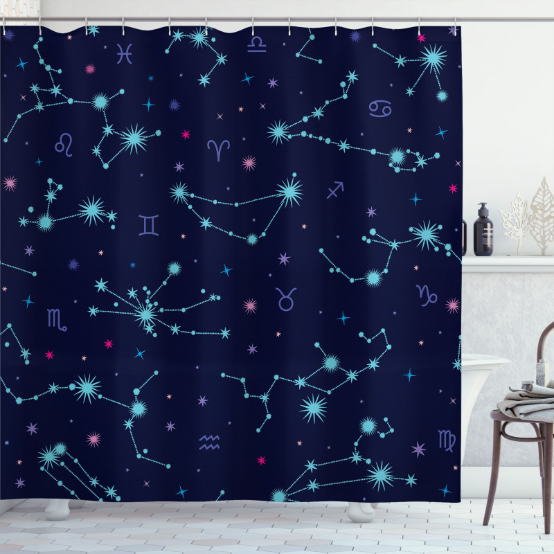 Horoscope Sign Dots Shower Curtain
