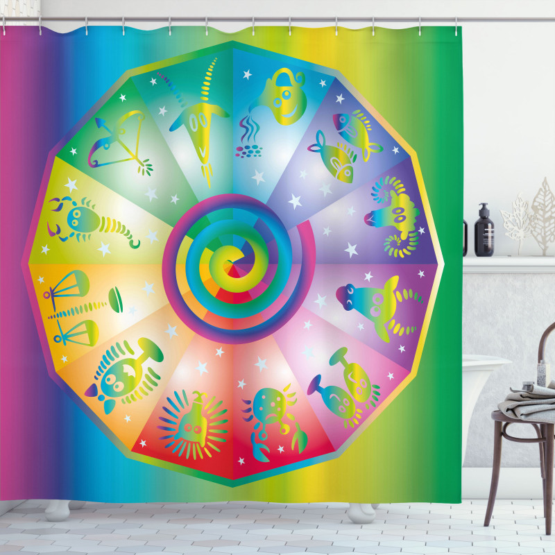 Hippie Style Zodiac Shower Curtain