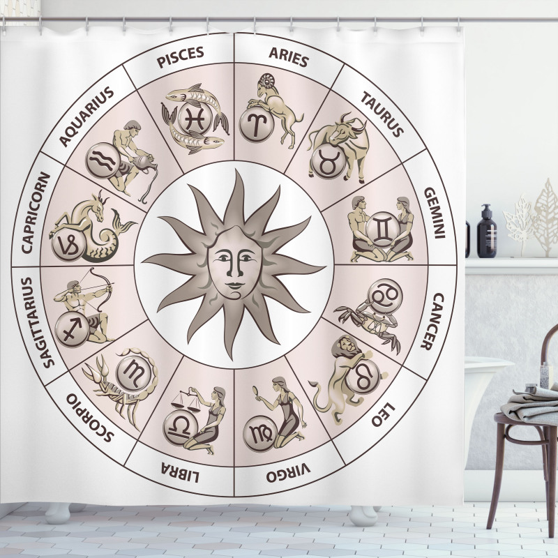 Circle of Zodiac Sign Shower Curtain