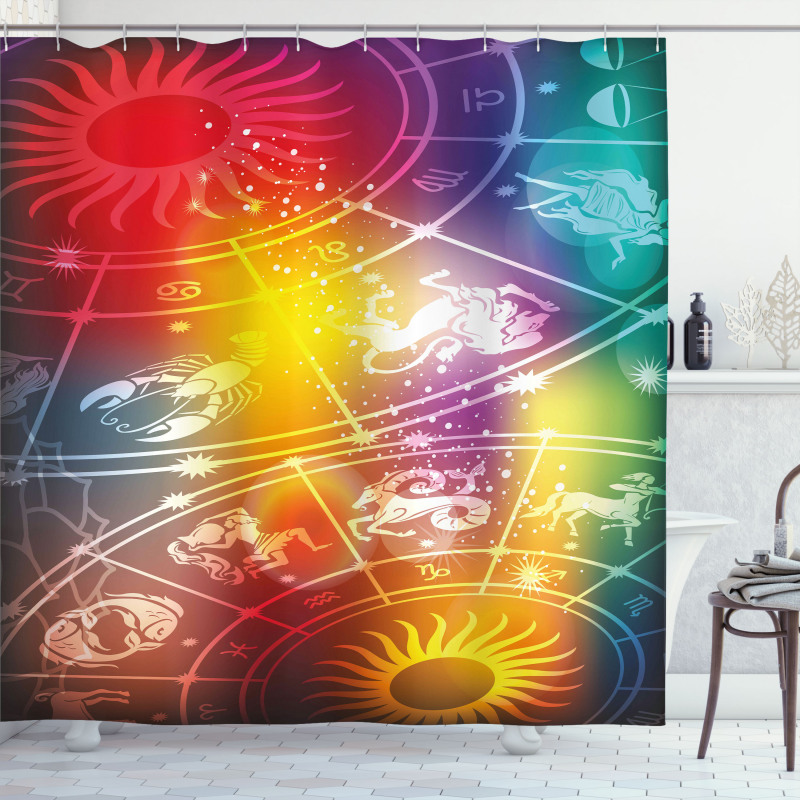 Rainbow Colored Chart Shower Curtain