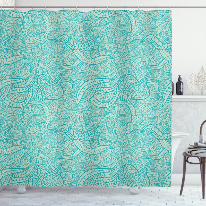 Vintage Botanic Leaves Shower Curtain