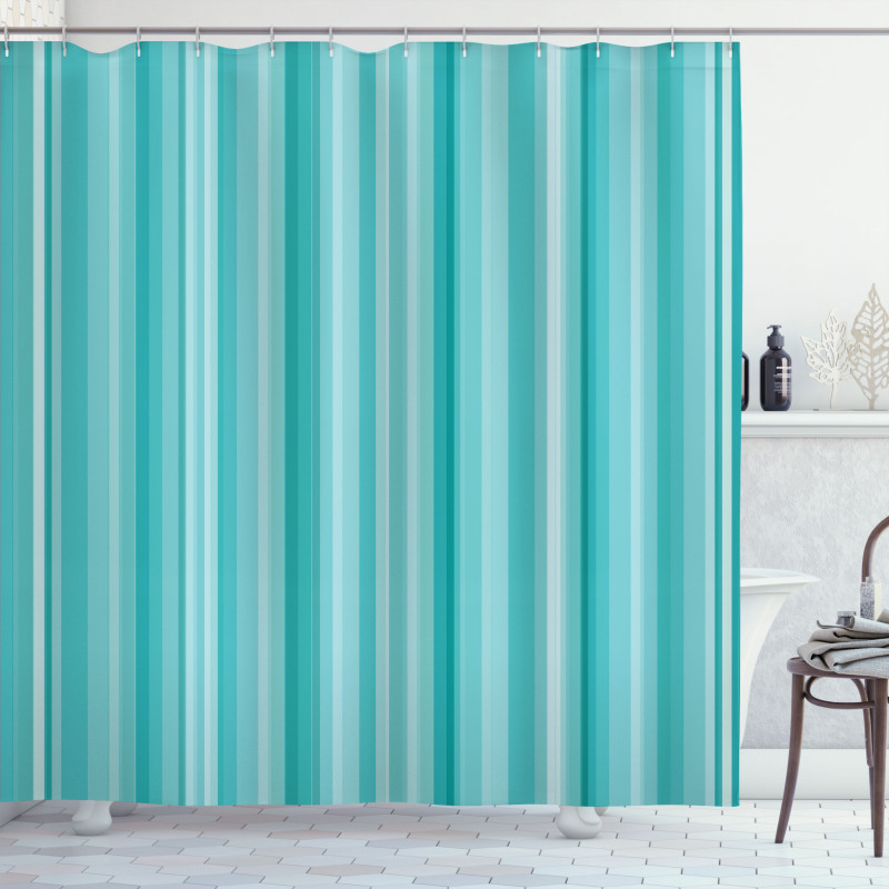 Ocean Inspired Blue Lines Shower Curtain