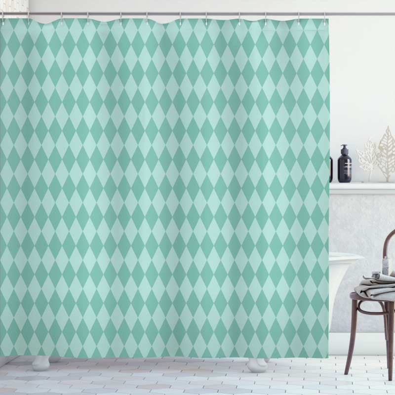 Rectangular Geometric Tile Shower Curtain