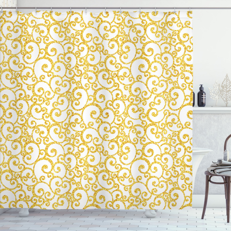 Swirling Lines Floral Shower Curtain