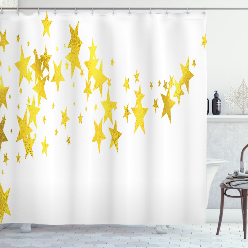 Yellow Shade Modern Stars Shower Curtain