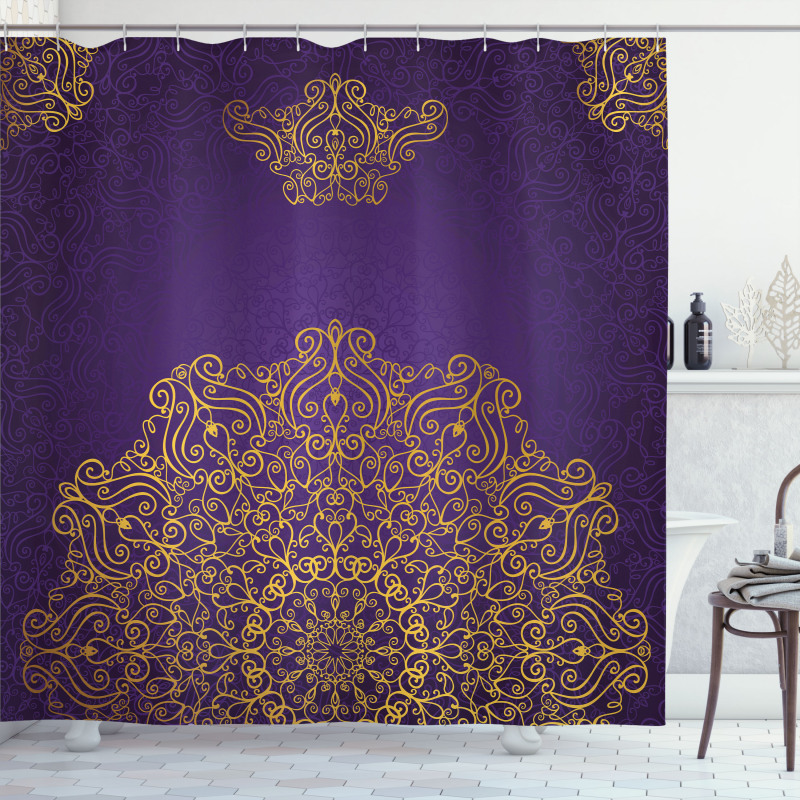 Ornate Swirl Motif Shower Curtain