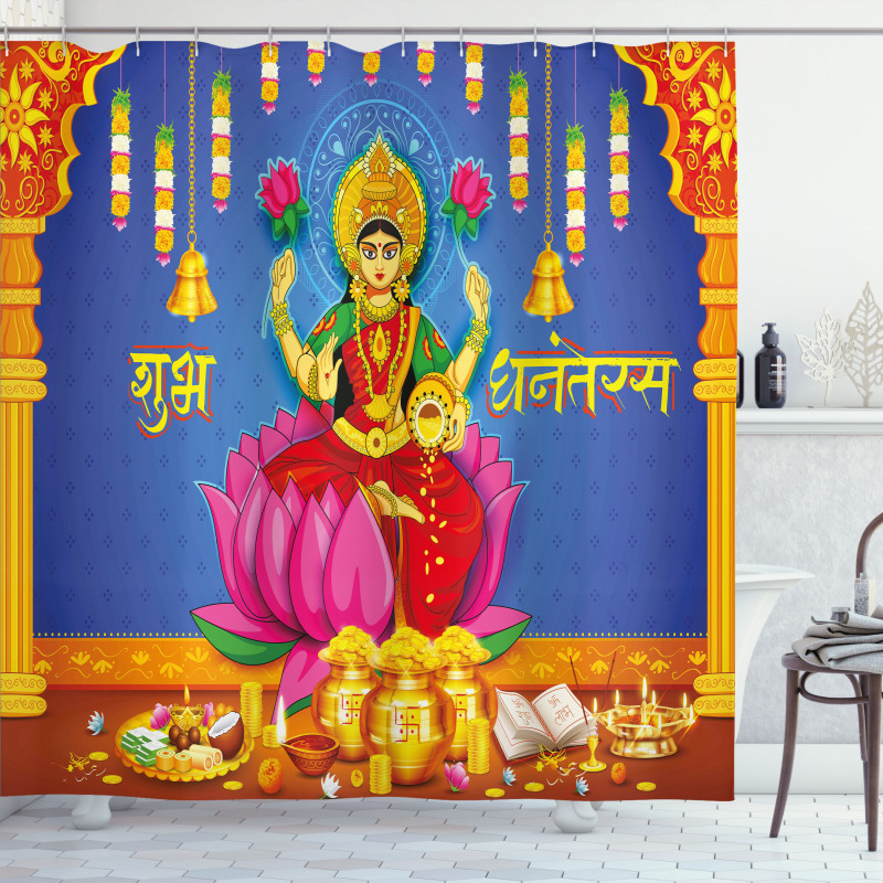 Ethnic Figures Lotus Ancient Shower Curtain