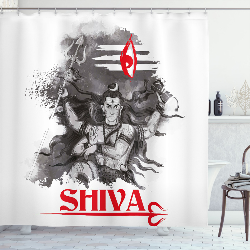 Ancient Figure with Red Eye Shower Curtain