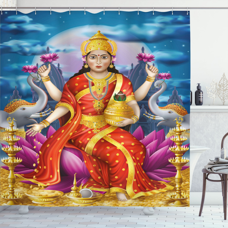 Figure of Wealth Festive Shower Curtain