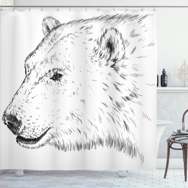 Polar Bear Face Sketchy Shower Curtain