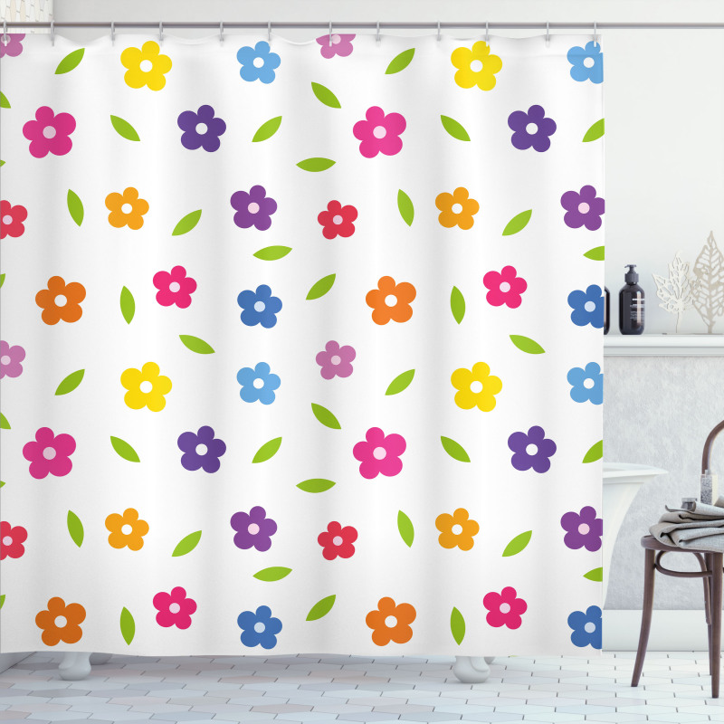 Daisies Leaves Meadow Shower Curtain