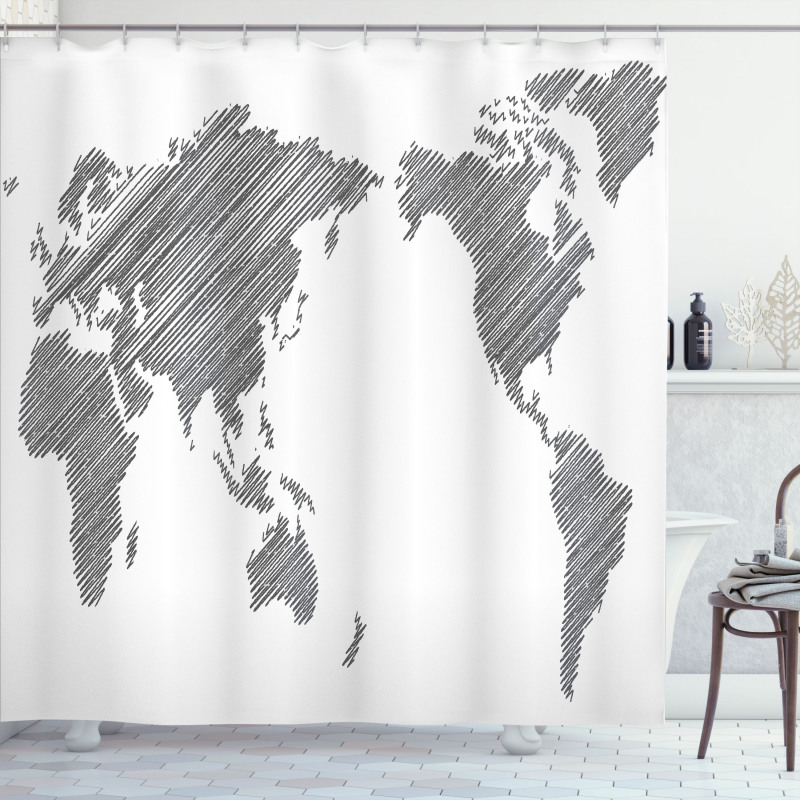 Sketchy Continents Shower Curtain