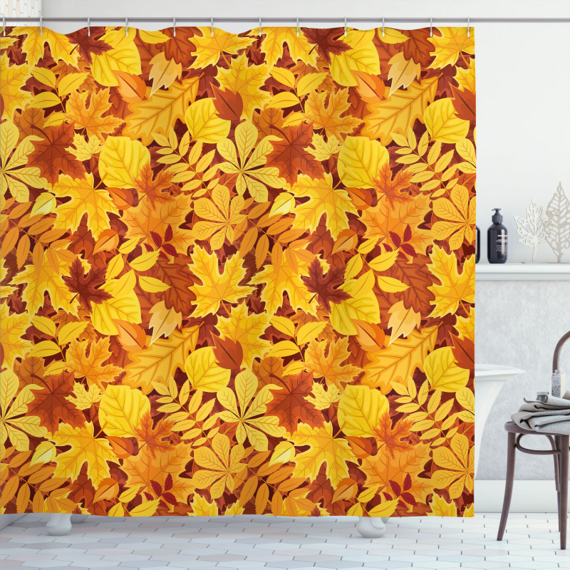 Shady Fall Oak Maple Leaf Shower Curtain