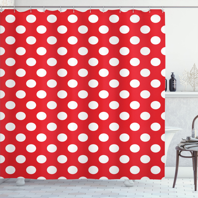 Pop Art White Polka Dots Shower Curtain