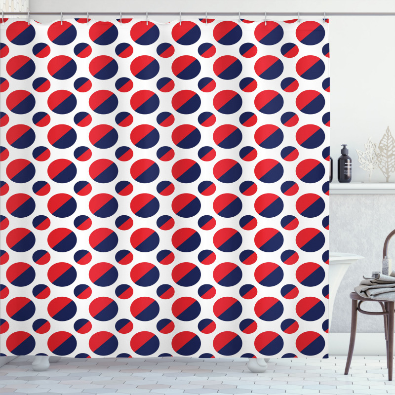 Red Circles Rounds Shower Curtain
