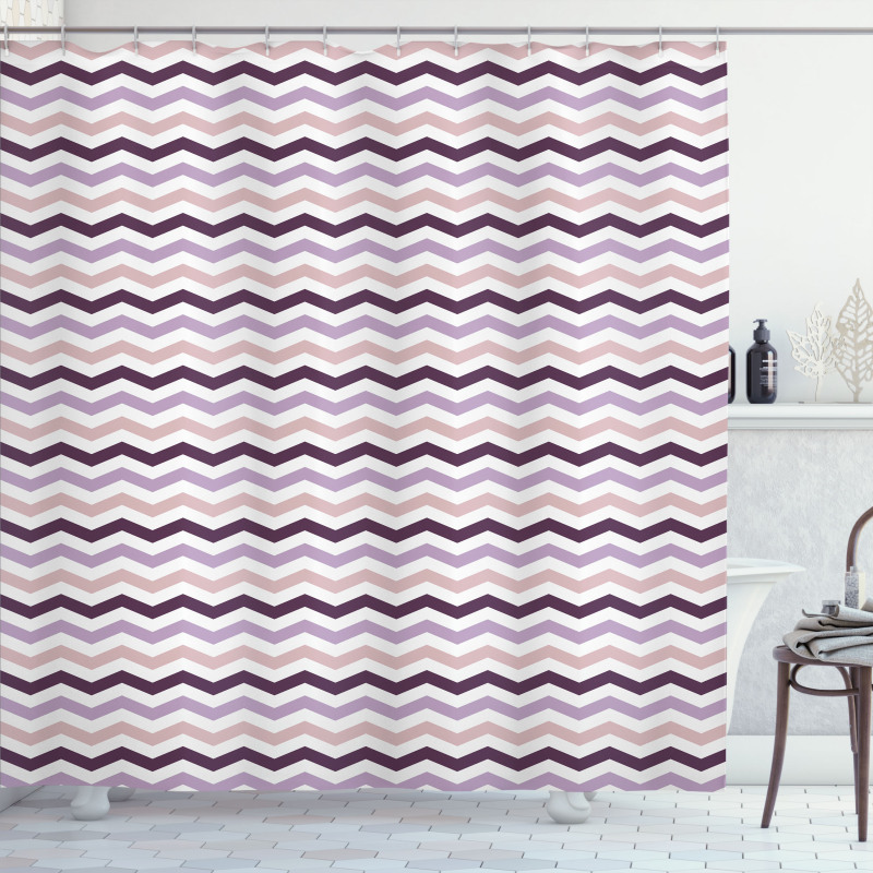 Zig Zag Waves Shapes Shower Curtain