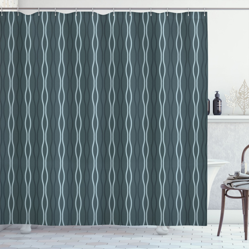 Under the Sea Wave Lines Shower Curtain