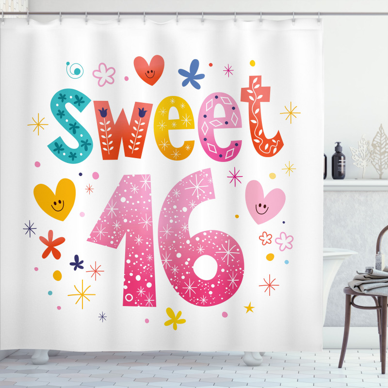 Hearts Flowers Shower Curtain