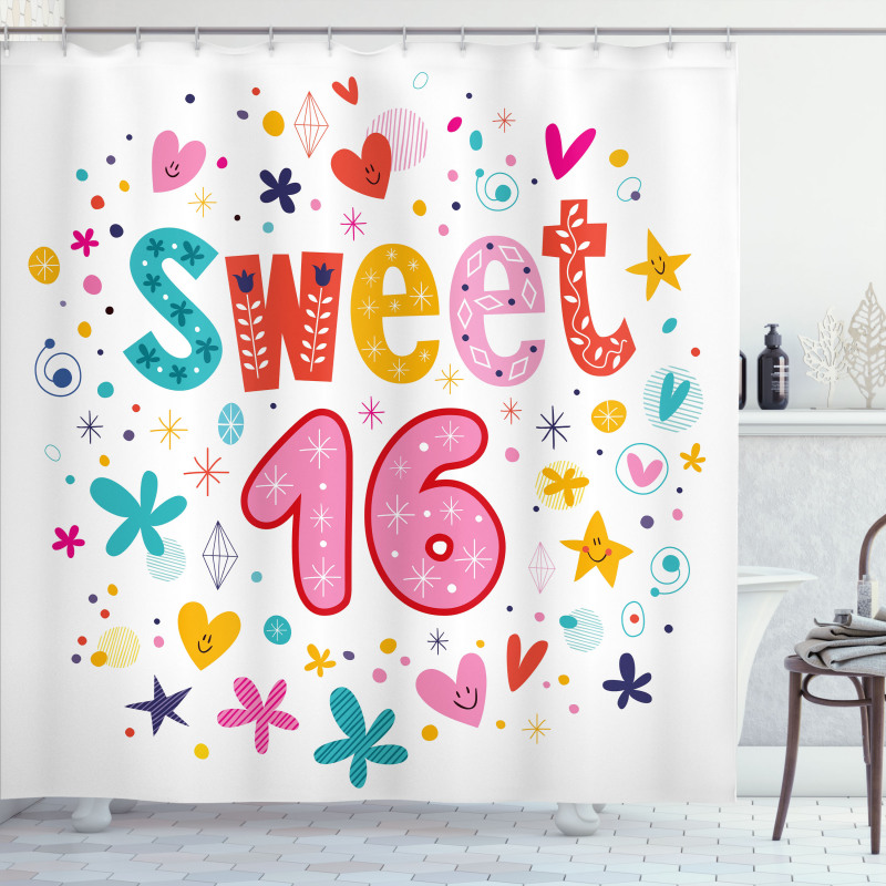 New Age Hearts Blooms Shower Curtain