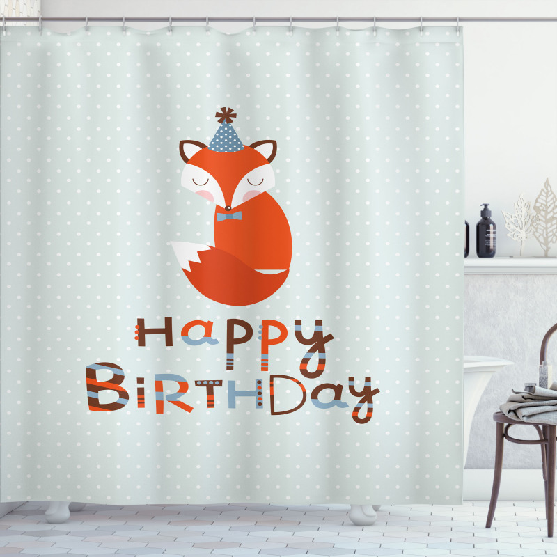 Fox Greeting Text Shower Curtain