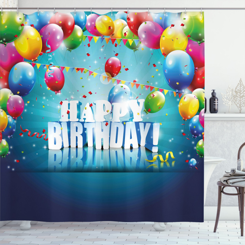 Surprise Party 3D Text Shower Curtain