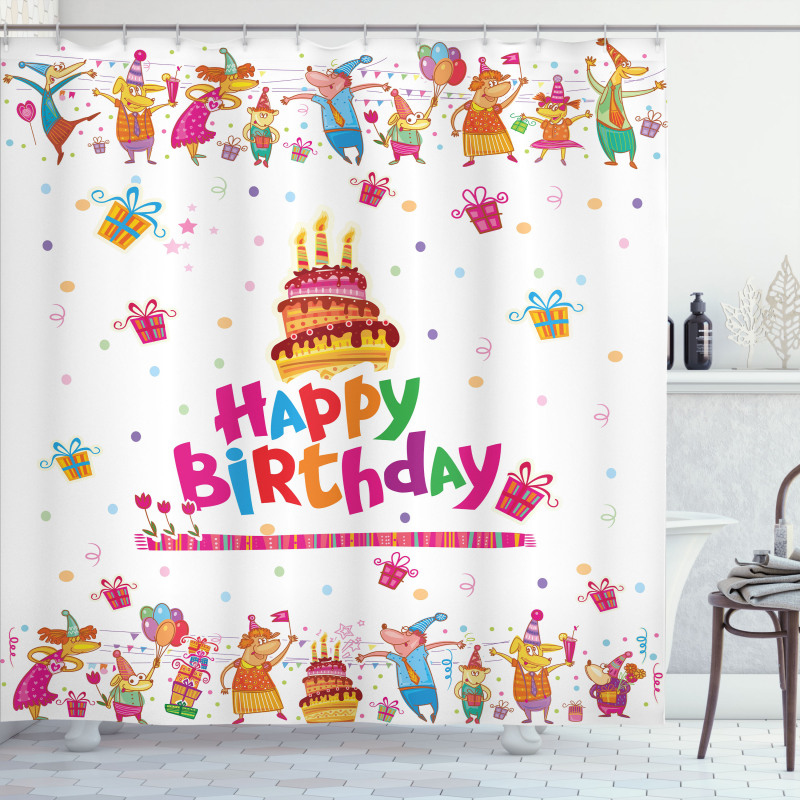 Joyful Mouses Party Mood Shower Curtain