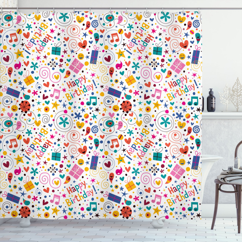 Hearts Musical Notes Shower Curtain