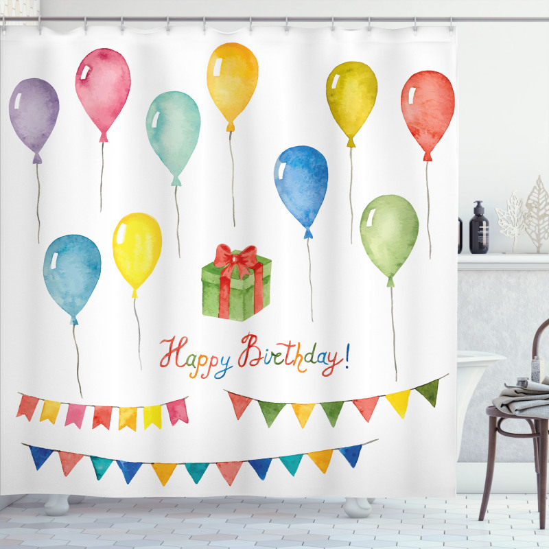 Watercolor Birthday Shower Curtain